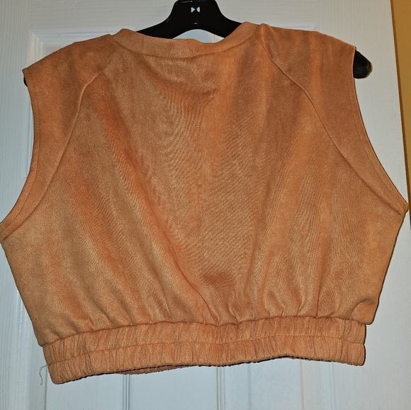 NWOT Faux Suede Co-Ord Crop Top Split Skirt Set Large - Picture 3 of 9